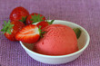 Strawberry sorbet and fresh strawberry