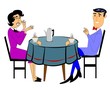 couple having coffee and laughing