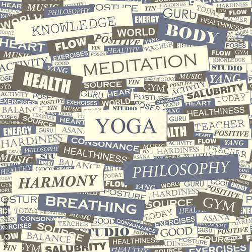 Vector: YOGA. Word cloud concept illustration. YOGA. Word cloud concept illustration.