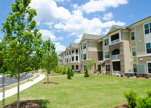 Photo: Typical apartment complex building in suburban area Typical apartment complex building in suburban area