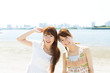 Beautiful asian women on beach summer holiday