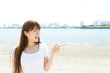 Beautiful asian woman on beach summer holiday