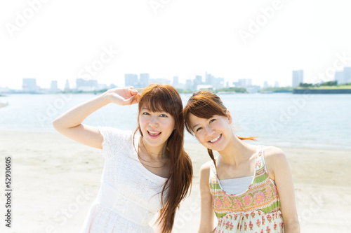 Photo: Beautiful asian women on beach summer holiday Beautiful asian women on beach summer holiday