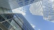 office building upview with moving clouds