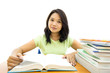 Photo: Young college woman reading Young college woman reading