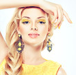 Beautiful model with yellow makeup.