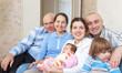 Portrait of smiling happy three generations family