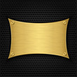 Golden texture plate with screws, vector illustration