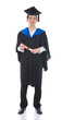 asian male graduate full length isolated with white background