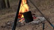 Tourist pot on the fire