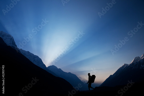 Photo: Hiker on sunrise Hiker on sunrise
