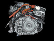 New hybrid Car Engine Isolated on black Background