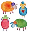 Illustration: Set of cartoon sheep Set of cartoon sheep