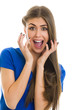 Surprise! Beautiful young woman with surprised facial expression