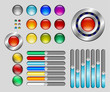 Vector: Set of colorful buttons and sliders Set of colorful buttons and sliders