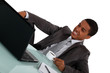 Executive having cup of coffee