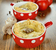 Mini pie with cheese and mushrooms