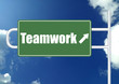 Teamwork road sign board