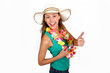 Cheerful girl leaving for sunny holidays