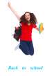 Girl with books jumping
