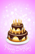 Vector: Happy Birthday Card with Cake Happy Birthday Card with Cake