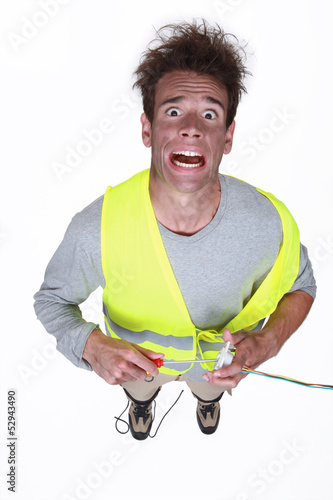 Photo: Man being electrocuted Man being electrocuted