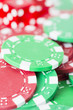 Poker chips and red casino dice