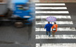 pedestrian crossing with truck