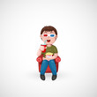 kids watching a movie with 3d glasses vector
