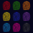 Vektor: Set of colorful icons fingerprints Set of colorful icons fingerprints