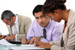 Businesspeople writing notes