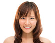 Photo: Asian woman face with half tan skin Asian woman face with half tan skin