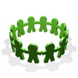 Green people connected in a circle holding their hands