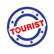 blue press with an inscription the TOURIST, vector