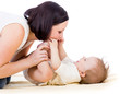 happy mother having fun with her baby boy infant