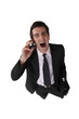 Businessman screaming down the telephone