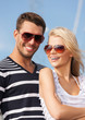 happy young couple in port