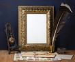 Picture gold frame and candle