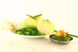 cut onion green onion with paste
