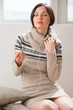 Attractive woman listening music