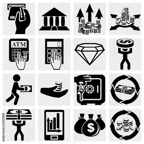 Vector: Finance, banking and money vector icons set. Finance, banking and money vector icons set.
