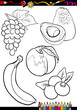 cartoon fruits set for coloring book
