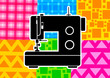 Sewing machine on colorful background