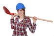 Photo: A happy female construction worker A happy female construction worker