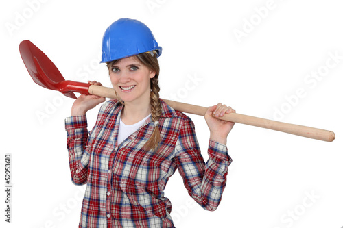 Photo: A happy female construction worker A happy female construction worker