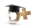 Illustration: girls' school. graduation cap, sign woman on a white background girls' school. graduation cap, sign woman on a white background