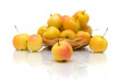 ripe apples on a white background with reflection