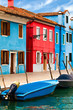 Blue And Red Buildings in Burano