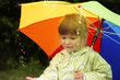 little girl with an umbrella in the rain