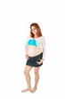 Pregnant woman on white background